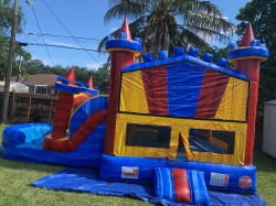 combo bounce house with double slide (wet/dry)